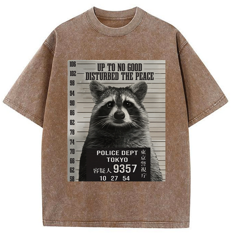 Tokyo-Tiger Arrested Raccoon Washed T-Shirt