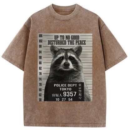 Tokyo-Tiger Arrested Raccoon Washed T-Shirt