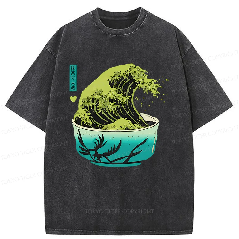 Tokyo-Tiger Matcha Wave Washed T-Shirt