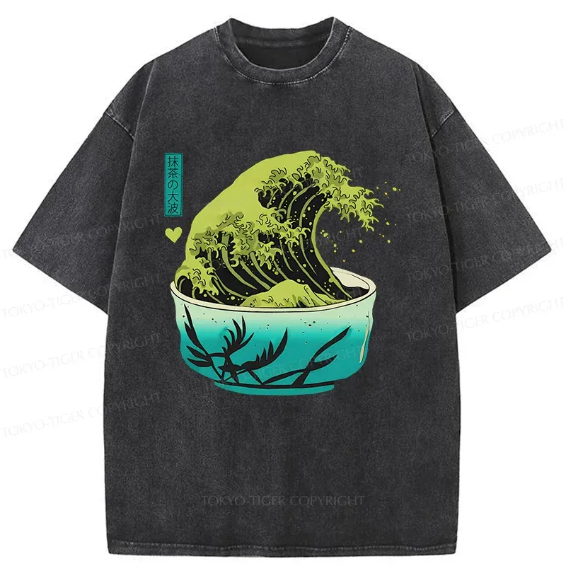 Tokyo-Tiger Matcha Wave Washed T-Shirt