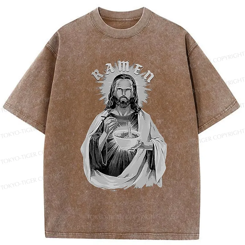 Tokyo-Tiger Ramen Lover Jesus Washed T-Shirt