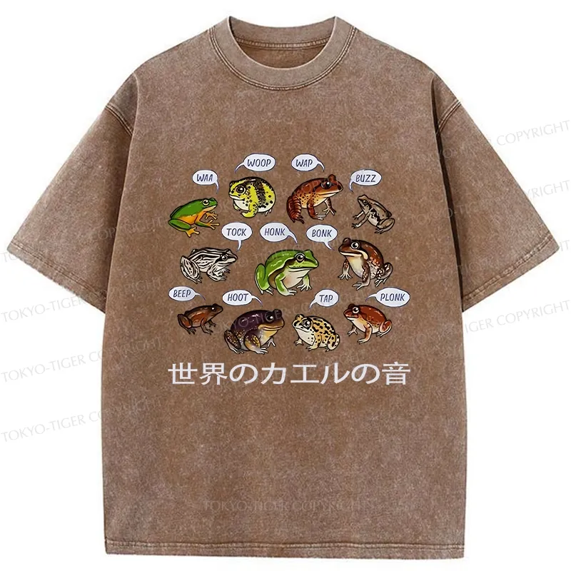 Tokyo-Tiger Frog Sounds From Around The World Washed T-Shirt