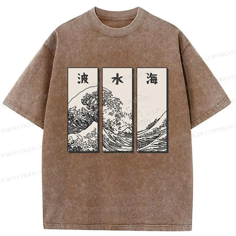 Tokyo-Tiger Japanese Art Wave Washed T-Shirt