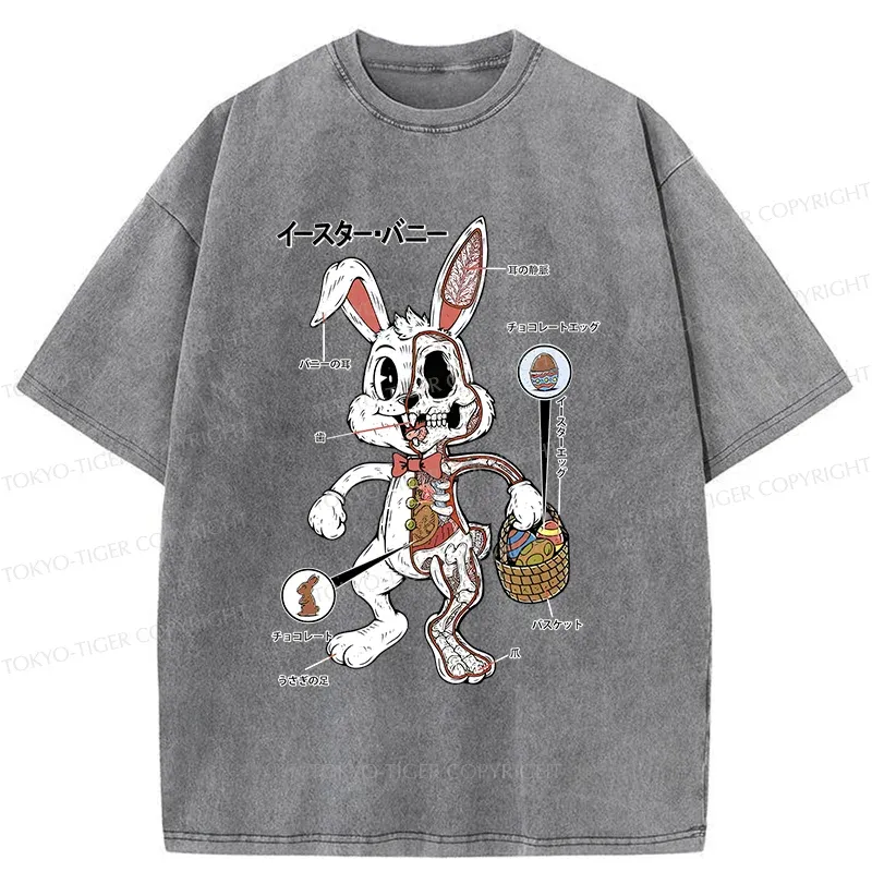 Tokyo-Tiger Easter Bunny Anatomy Washed T-Shirt
