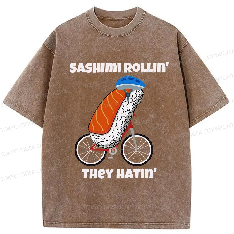 Tokyo-Tiger Sashimi Rollin' They Hatin' Washed T-Shirt