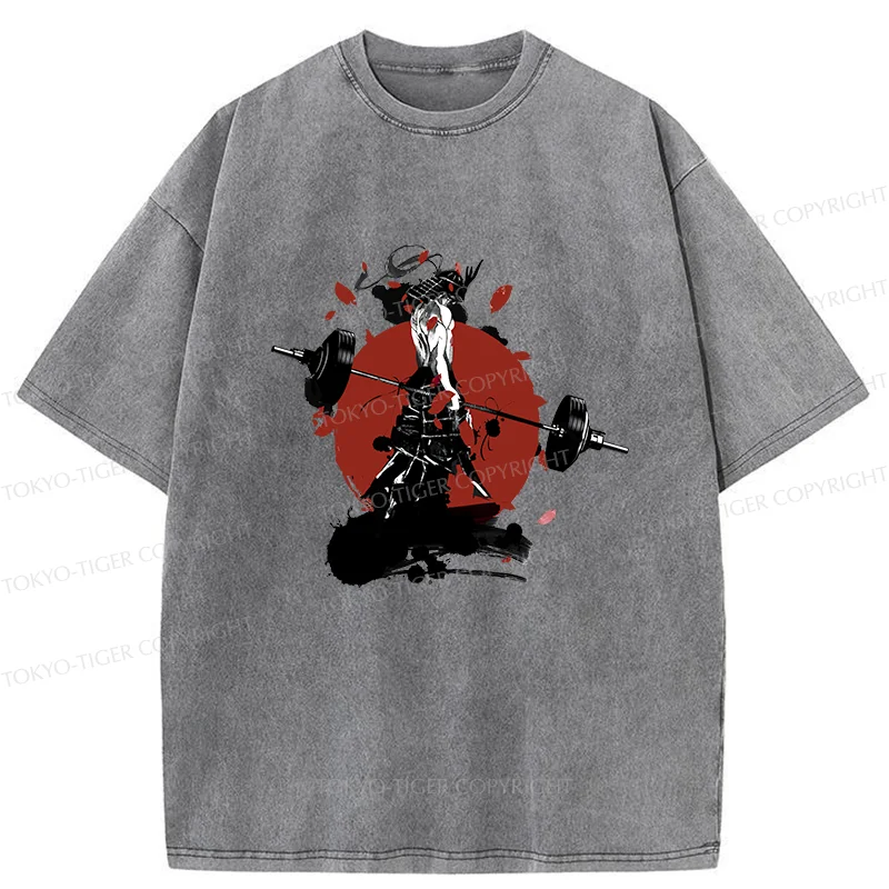 Tokyo-Tiger Samurai Fitness Washed T-Shirt