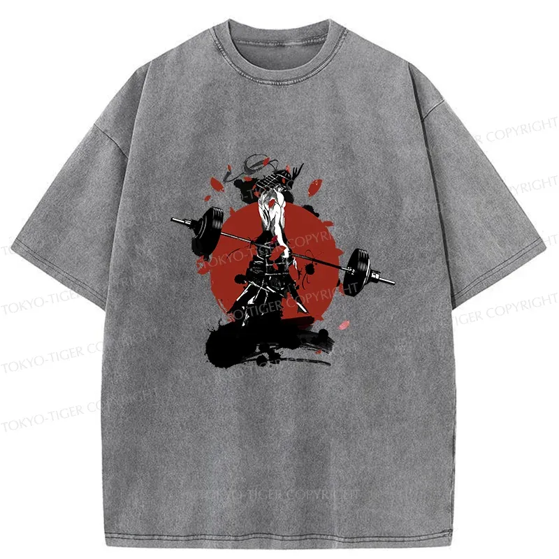 Tokyo-Tiger Samurai Fitness Washed T-Shirt