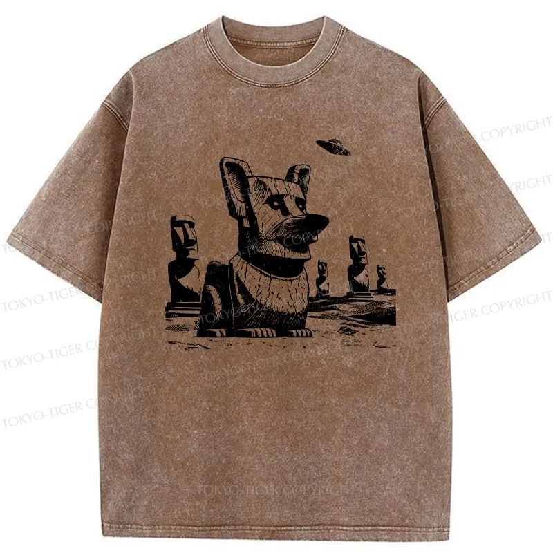 Tokyo-Tiger Funny Corgi Washed T-Shirt