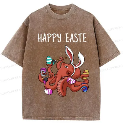 Tokyo-Tiger Easter Octopus Washed T-Shirt