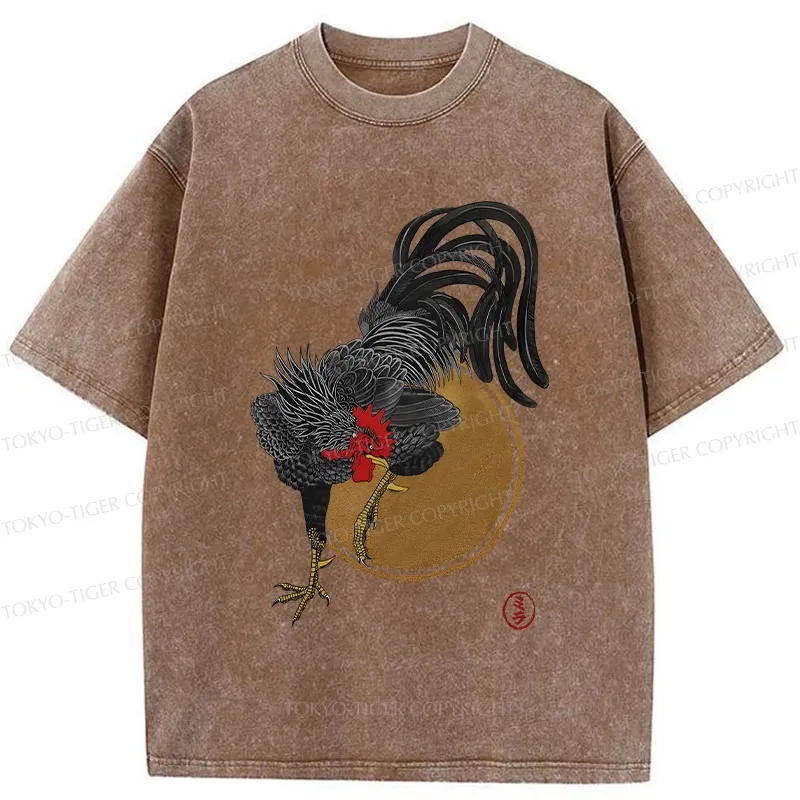 Tokyo-Tiger Strutting Rooster Washed T-Shirt
