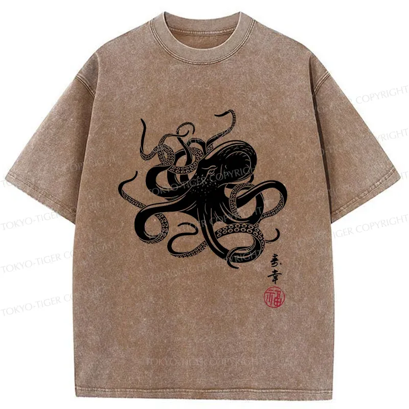 Tokyo-Tiger Vintage Octopus Washed T-Shirt