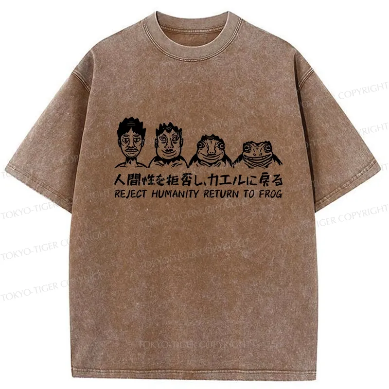 Tokyo-Tiger Reject Humanity Return To Frog Washed T-Shirt