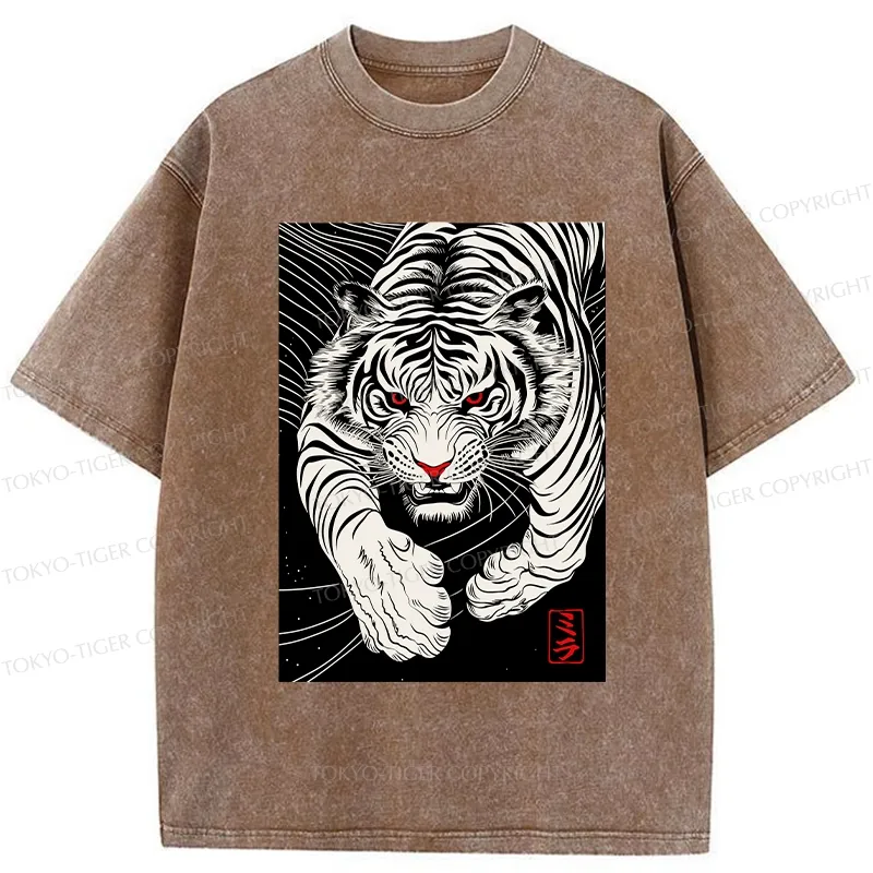 Tokyo-Tiger Japanese Ferocious Tiger Washed T-Shirt