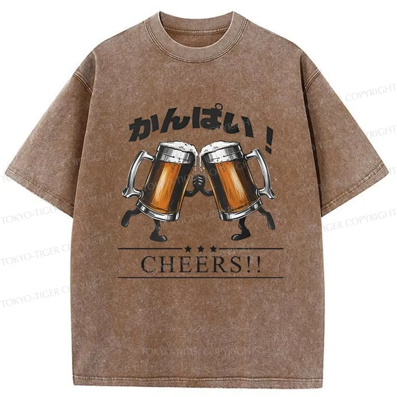 Tokyo-Tiger Cheers Japanese Beer Washed T-Shirt