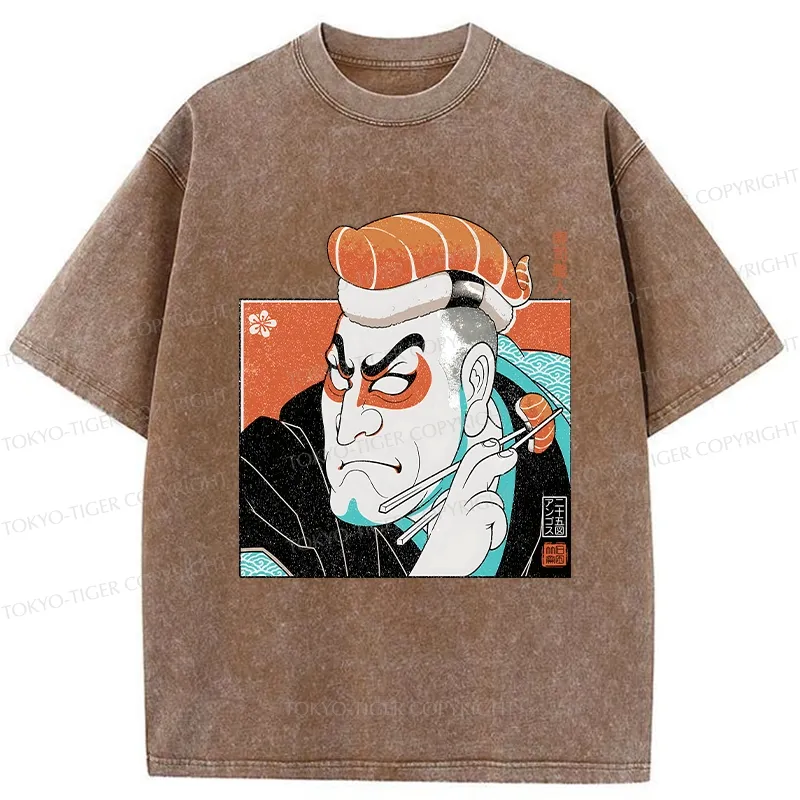 Tokyo-Tiger Sushi Chef Washed T-Shirt Sale