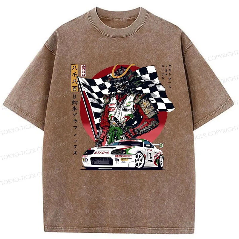 Tokyo-Tiger Samurai Racer Washed T-Shirt