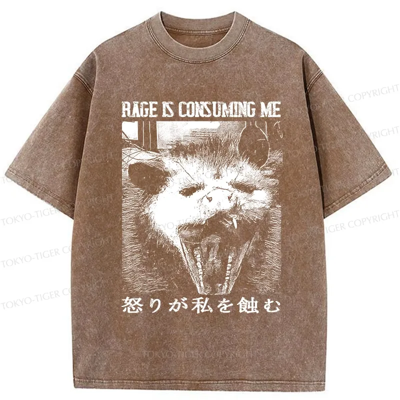 Tokyo-Tiger Rage Is Consuming Me Opossum Washed T-Shirt