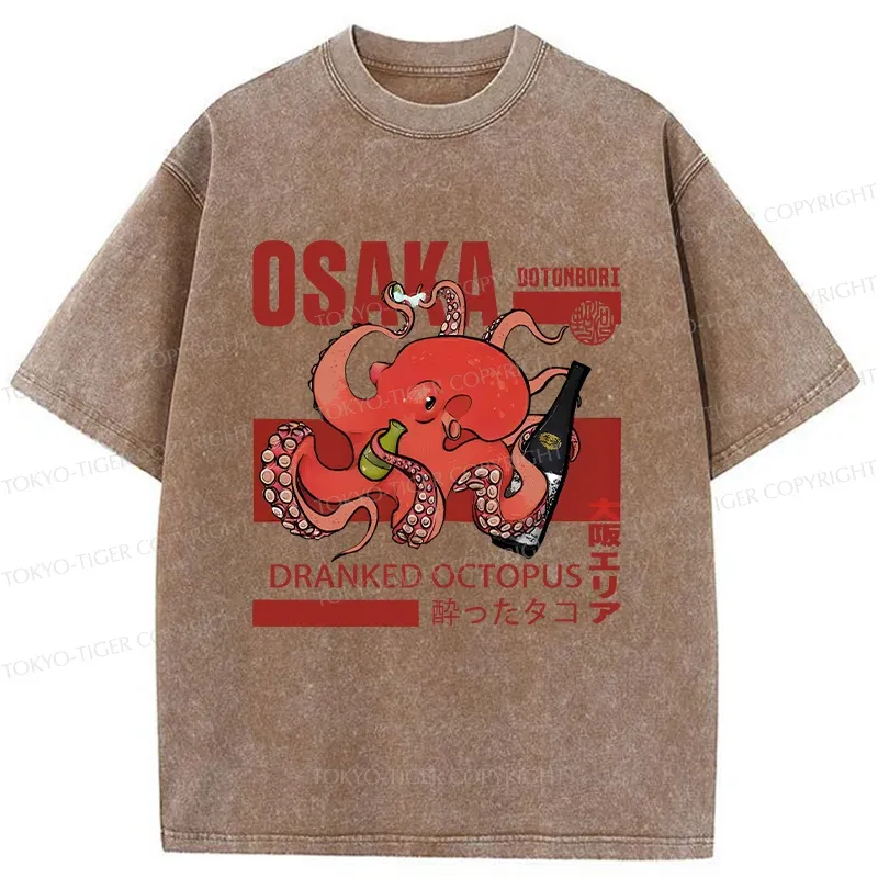 Tokyo-Tiger Osaka Cute Octopus Washed T-Shirt