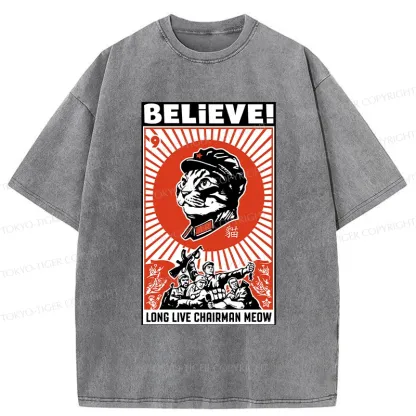 Tokyo-Tiger Long Live Chairman Meow Washed T-Shirt