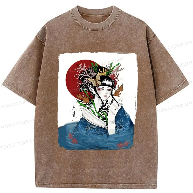 Tokyo-Tiger Japanese Mermaid Washed T-Shirt