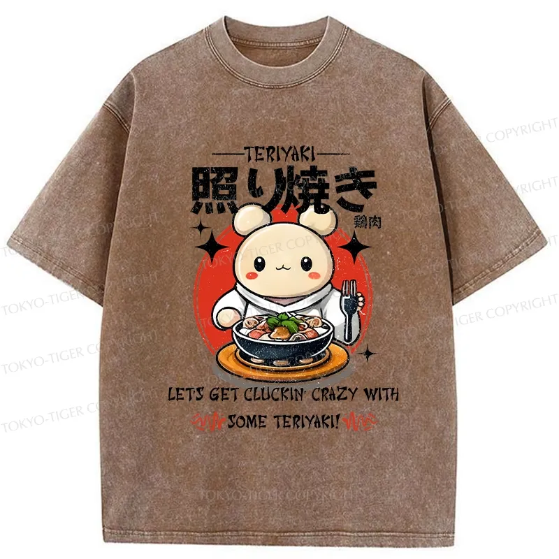 Tokyo-Tiger Chicken Teriyaki Japanese Washed T-Shirt Sale