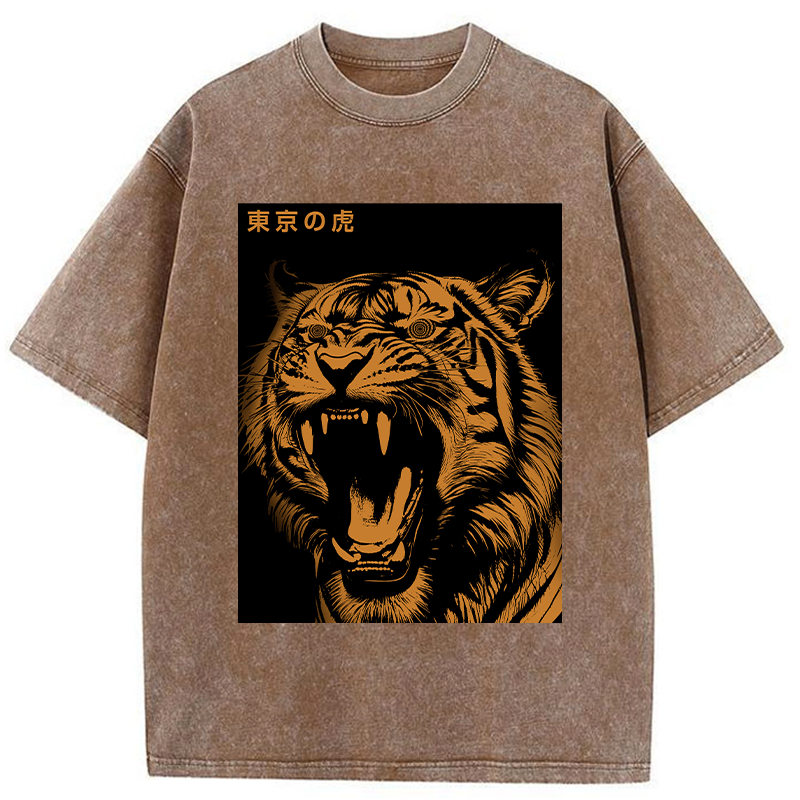 Tokyo-Tiger Roaring Tiger Washed T-Shirt
