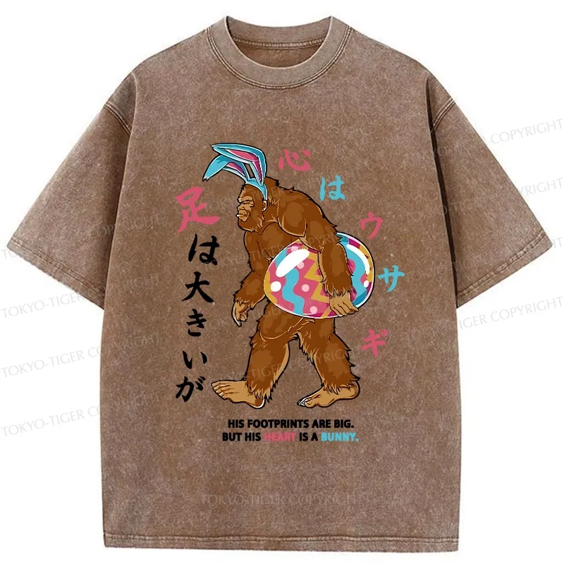 Tokyo-Tiger Funny Easter Bigfoot Bunny Washed T-Shirt