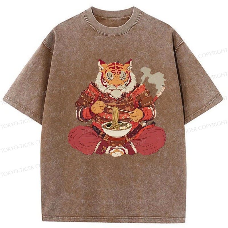 Tokyo-Tiger Ramen Lover Tiger Washed T-Shirt