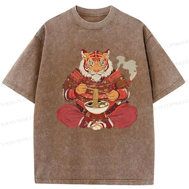 Tokyo-Tiger Ramen Lover Tiger Washed T-Shirt