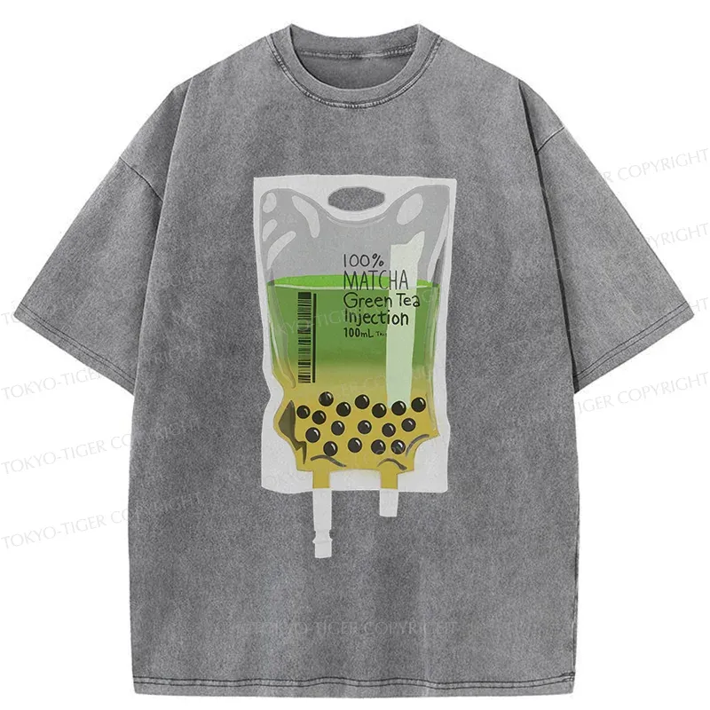 Tokyo-Tiger Matcha Milk Tea Washed T-Shirt