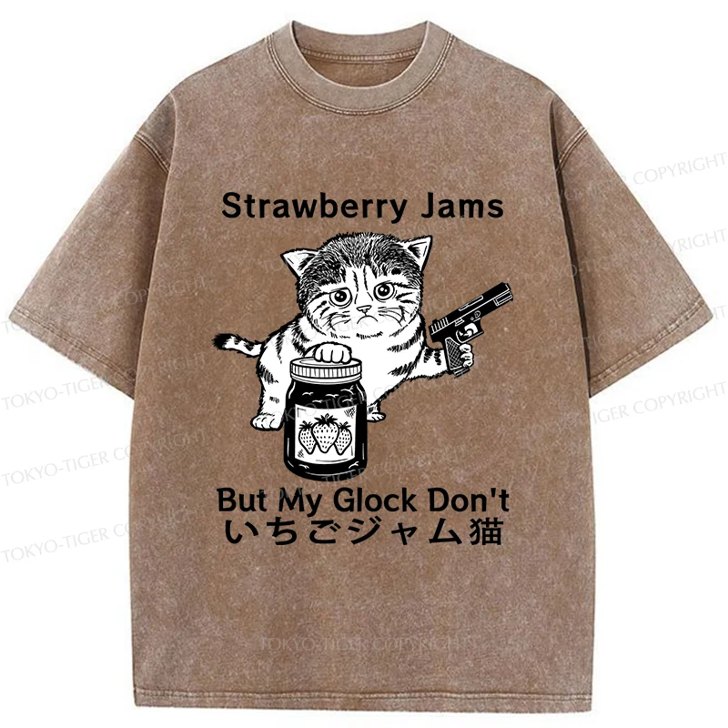 Tokyo-Tiger Strawberry Jam Cat Washed T-Shirt