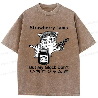 Tokyo-Tiger Strawberry Jam Cat Washed T-Shirt