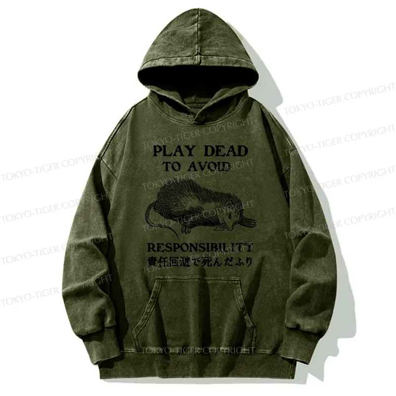 Tokyo-Tiger Play Dead To Avoid Responsibility Washed Hoodie
