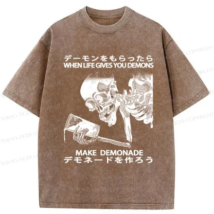 Tokyo-Tiger Make Demonade Funny Washed T-Shirt
