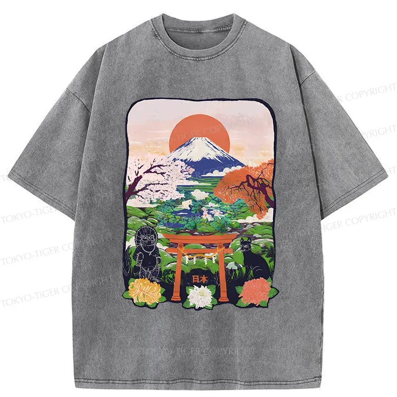 Tokyo-Tiger Japan Attractions Washed T-Shirt