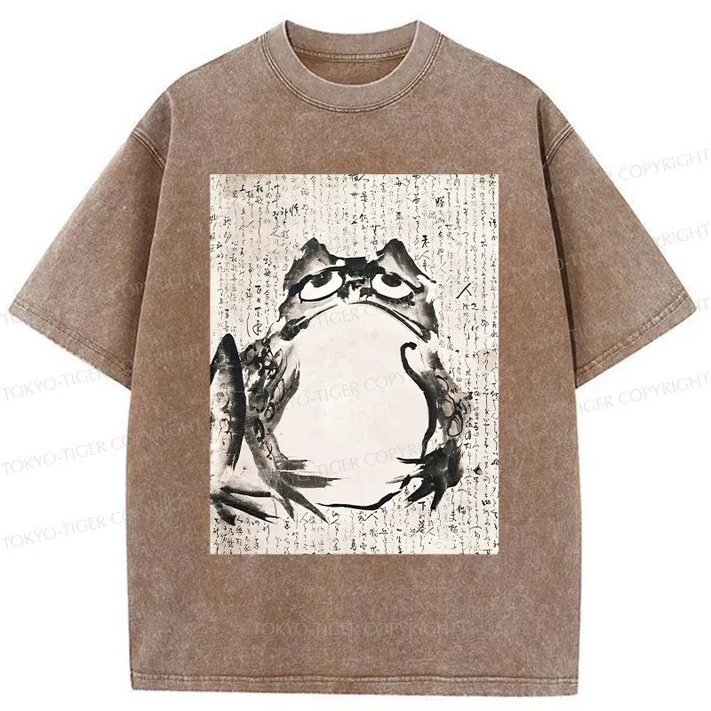 Tokyo-Tiger Retro Japanese frog Washed T-Shirt