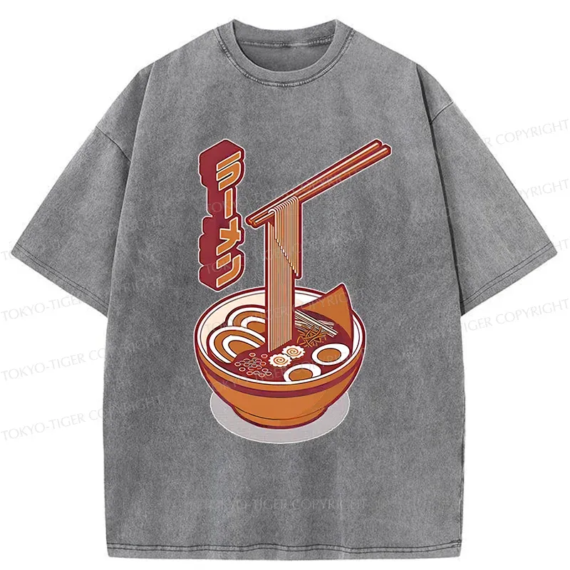 Tokyo-Tiger Retro Japanese Ramen Washed T-Shirt