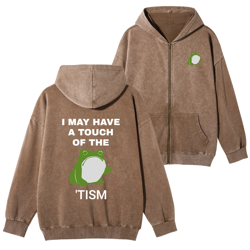 Tokyo-Tiger Funny Frog Flipping The Bird Washed Zip Hoodie Sale