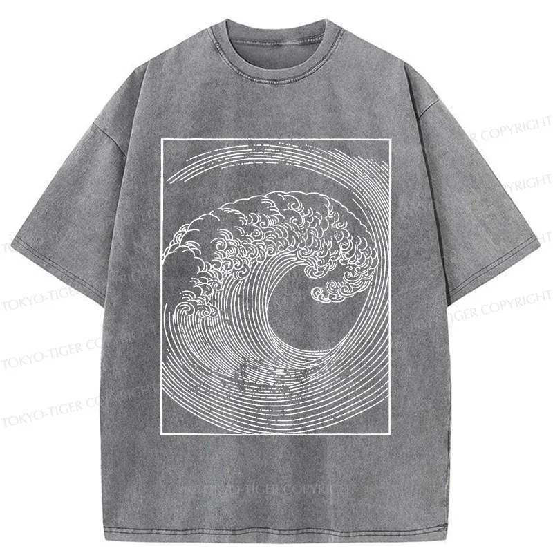 Tokyo-Tiger Minimalist Wave Washed T-Shirt