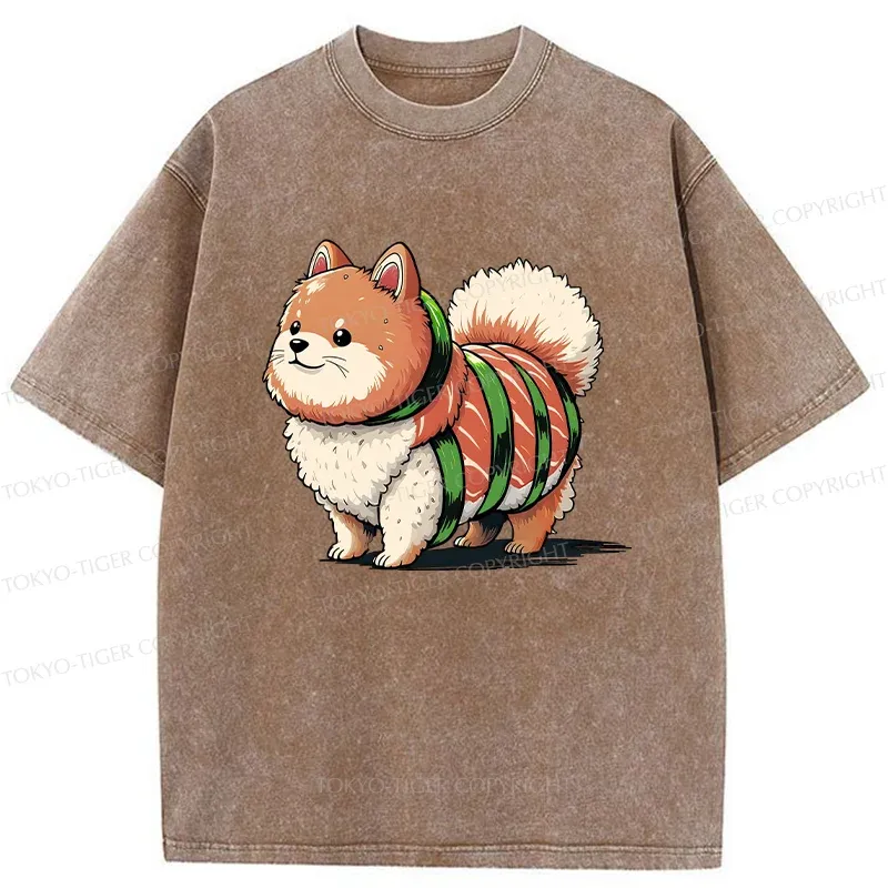 Tokyo-Tiger Japanese Rice Ball Dog Washed T-Shirt