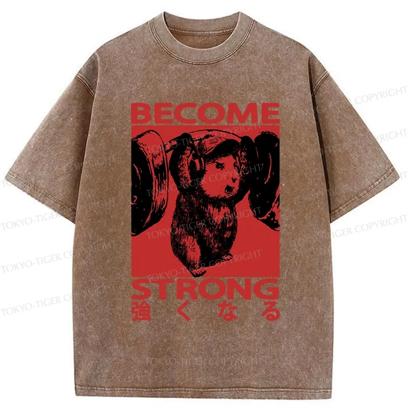 Tokyo-Tiger Funny Become Strong Washed T-Shirt