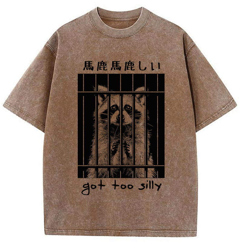 Tokyo-Tiger Raccoon Got Too Silly Washed T-Shirt