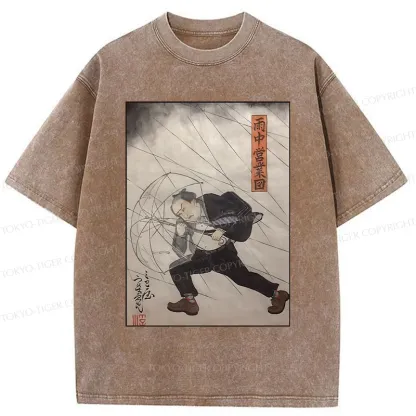 Tokyo-Tiger Tough Office Worker Washed T-Shirt