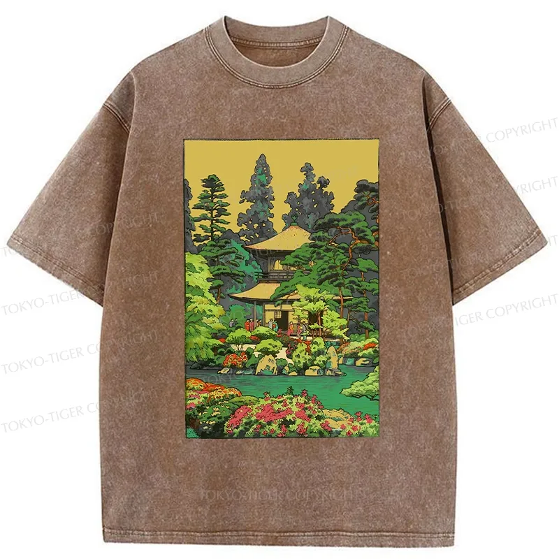 Tokyo-Tiger Retro Kyoto Garden Washed T-Shirt