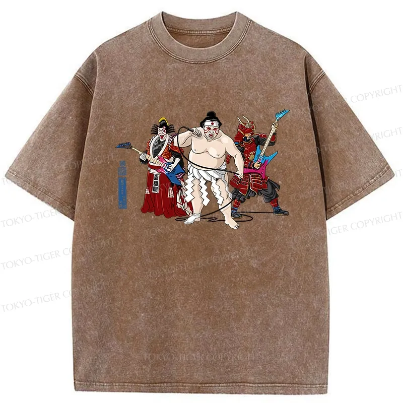 Tokyo-Tiger The Rock Kabuki Samurai Sumo Washed T-Shirt