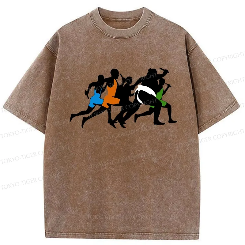 Tokyo-Tiger Funny Sumo Race Washed T-Shirt