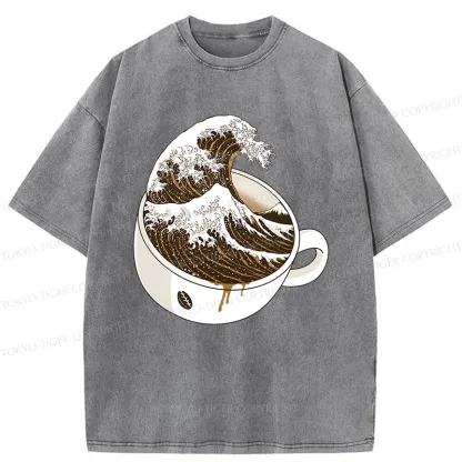 Tokyo-Tiger Tilted Coffee Wave Washed T-Shirt