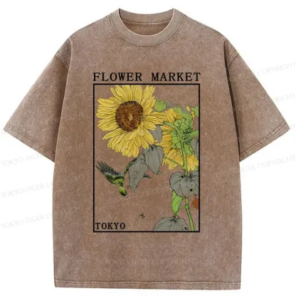 Tokyo-Tiger Vintage Sunflower Washed T-Shirt