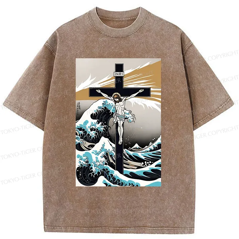Tokyo-Tiger Crucified Jesus Washed T-Shirt