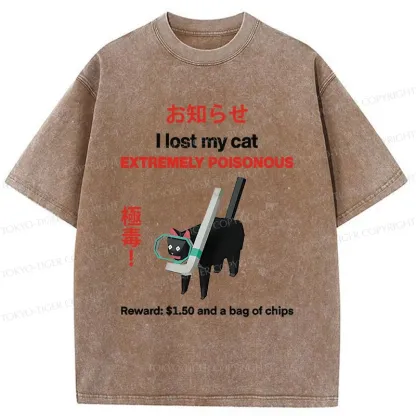 Tokyo-Tiger Find The Toxic Black Cat Funny Washed T-Shirt